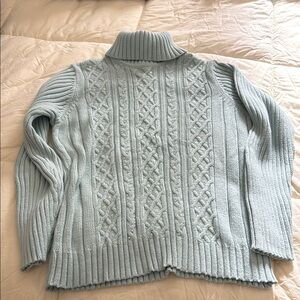 Women's Light Blue Cable Knit Sweater